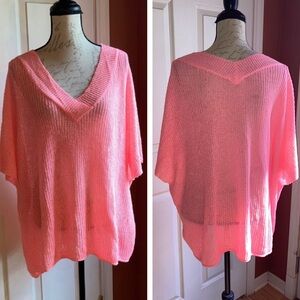 Pink Knit Short Sleeve Casual Knit Top by Zenana Sz XLarge